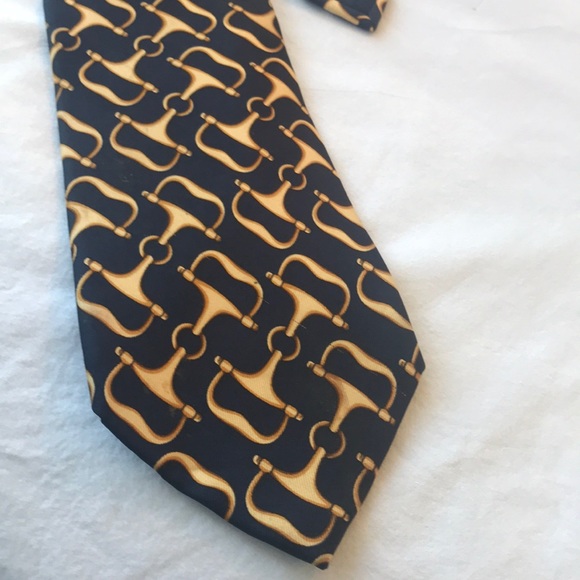 Gucci navy and gold tie - Picture 1 of 3